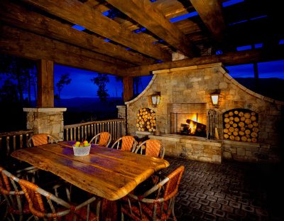 Bowden Development, Five Trees house outdoor fireplace Bowden Development, Five Trees house outdoor fireplace